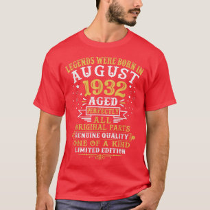 Legends Were Born In August 1932 90 Years Old 90th T-Shirt