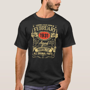 Legends Were Born In February 1931 91th Birthday T-Shirt