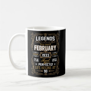 Legends Were Born In February 1933 90Th Birthday Coffee Mug