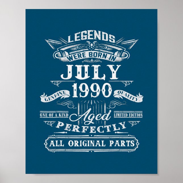 Legends Were Born In July 1990 32nd Birthday 32 Poster (Front)