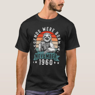 Legends Were Born In November 1960 Sloth Birthday T-Shirt