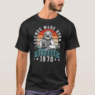 Legends Were Born In October 1970 Sloth Birthday T-Shirt