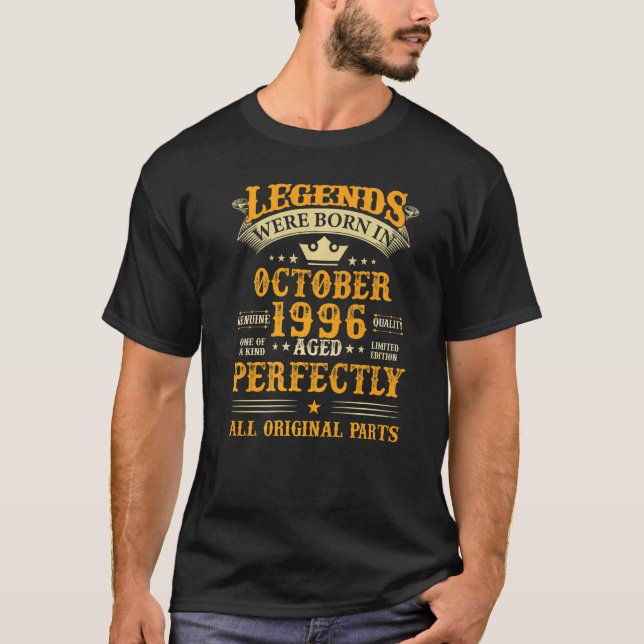 Legends Were Born in October 1996 26 Years Old 26t T-Shirt (Front)