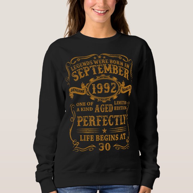 Legends Were Born In September 1992 30 Year Old  F Sweatshirt (Front)