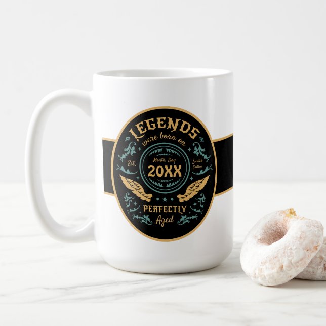 Legends Were Born on [Month] [Year] Coffee Mug (With Donut)