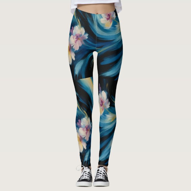 Legging Abstract Flowers Color Design (Front)