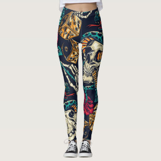 Legging Vintage Skull Tattoo