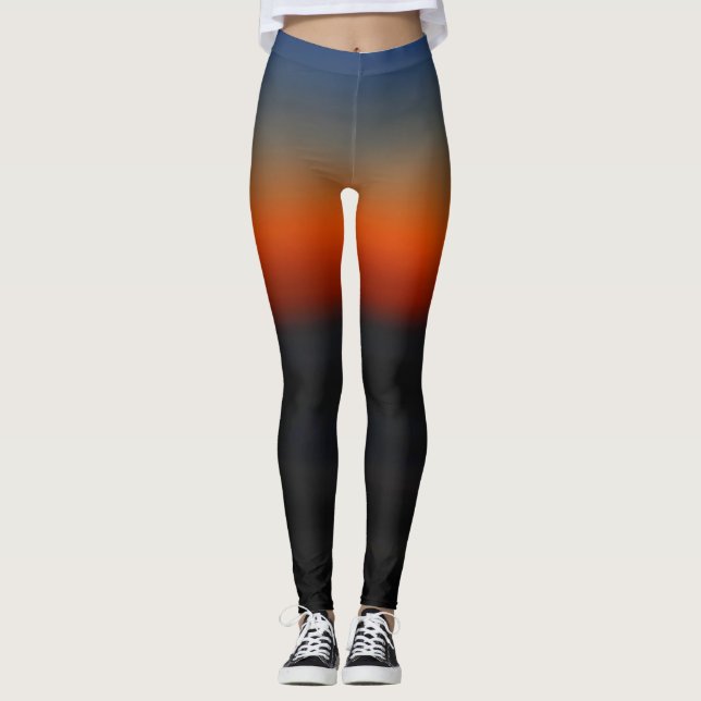 Leggings Abstract Deep Sunset-coloured Bands (Front)