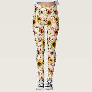 Leggings adorned with a vibrant sunflower pattern