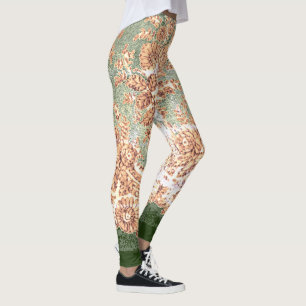 LEGGINGS ANTIQUE LACE LEGGINGS GREEN AND TAN