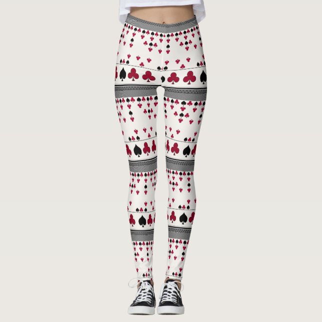 Leggings black and red, fashion pattern (Front)
