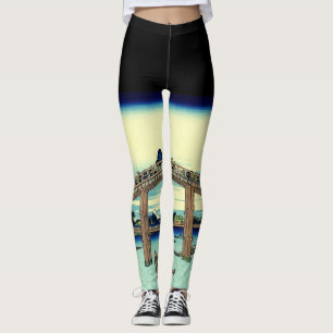 Leggings BLACK WITH JAPANESE WOODBLOCK PRINT