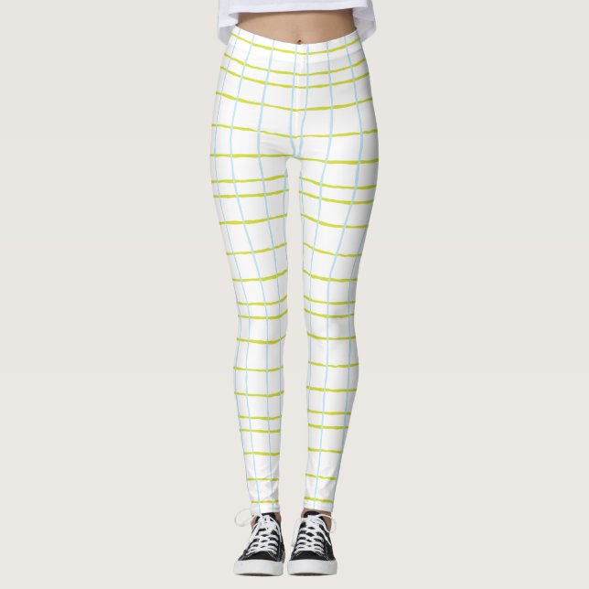 Leggings Blue/Green Plaid Design (Front)