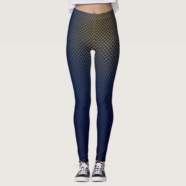 Leggings blue yellow black carbon fibre pattern (Front)