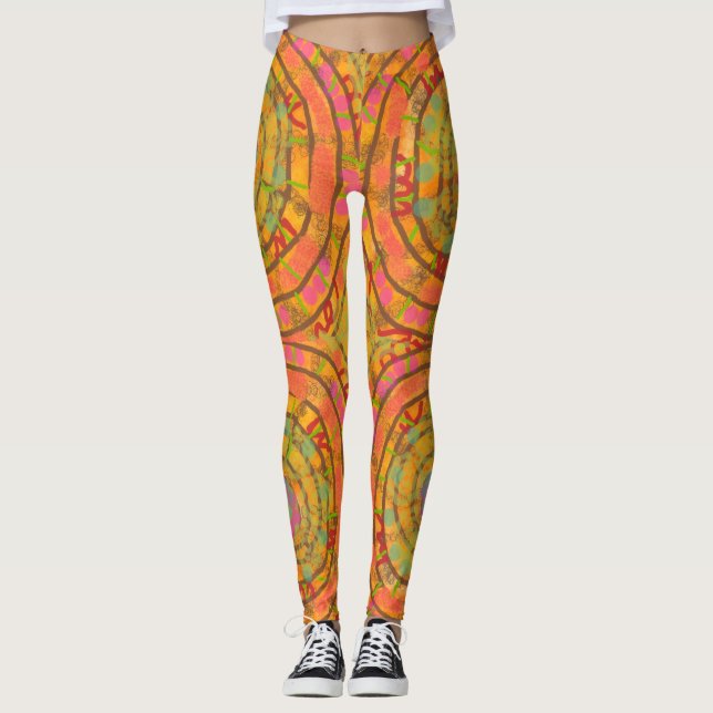 Leggings - Bright Orange & Lime (Front)