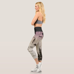 Leggings Capri High Waisted newspaper