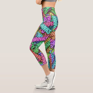 Leggings Capri Thanks colorful words