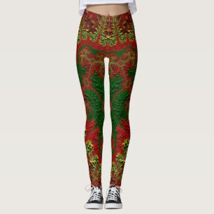 Leggings ~ Christmas Red Gold and Green