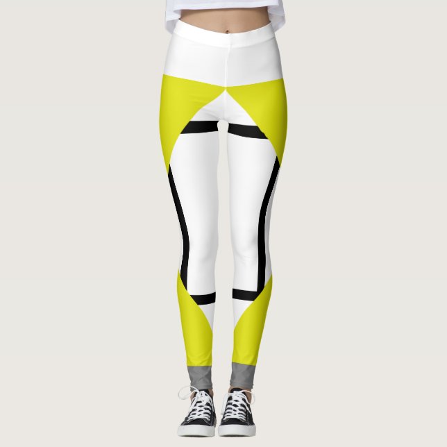 Leggings Composition I Lozenges 4 lines Yellow Gr (Front)