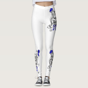 Leggings Exclusive design.Sculls with the blue bow