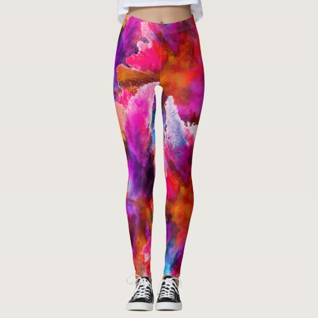 leggings Explosion de poudre couleur (Front)