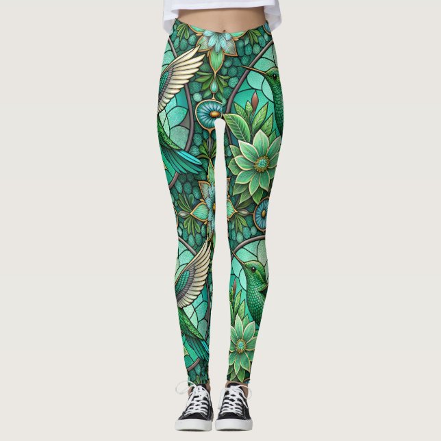 Leggings featuring a stained-glass style design (Front)
