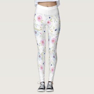 Leggings floral pattern black and white