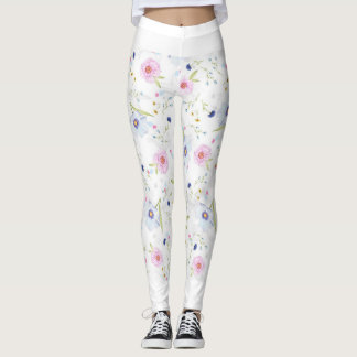 Leggings floral pattern black and white