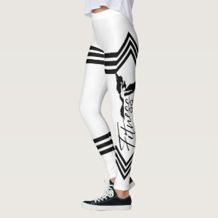 Leggings for White Fitness with Black Cuts