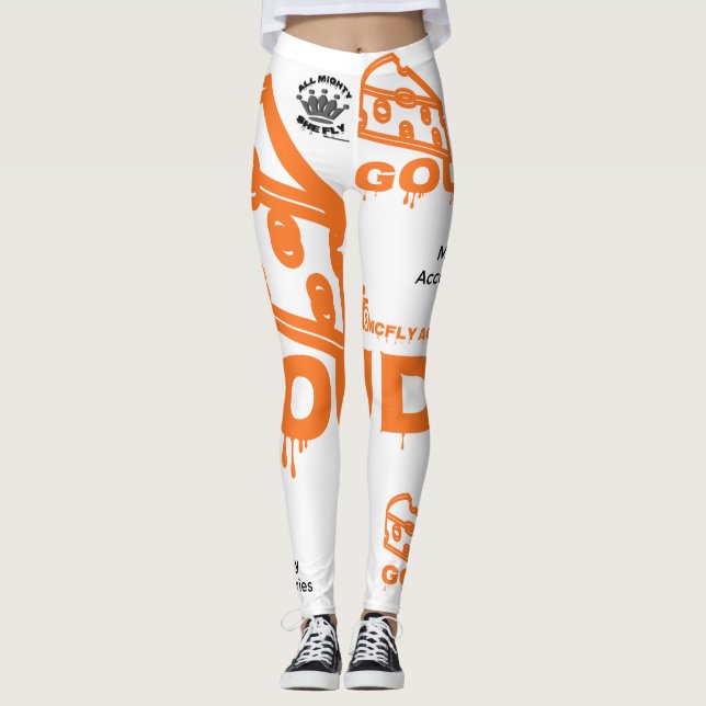 Leggings For Women w/ Gouda & All Mighty She Fly  (Front)