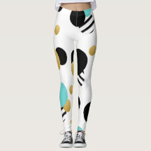 Leggings: Gold and light blue circles