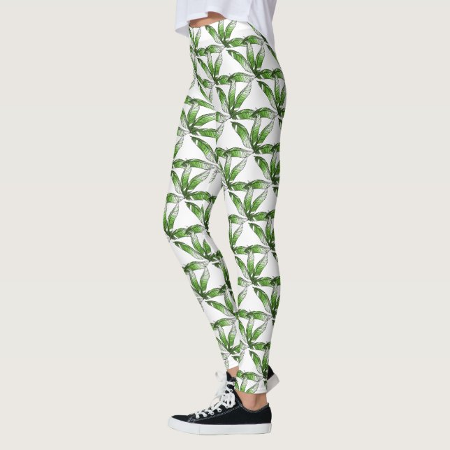 Leggings - Green Feather Design (Left)