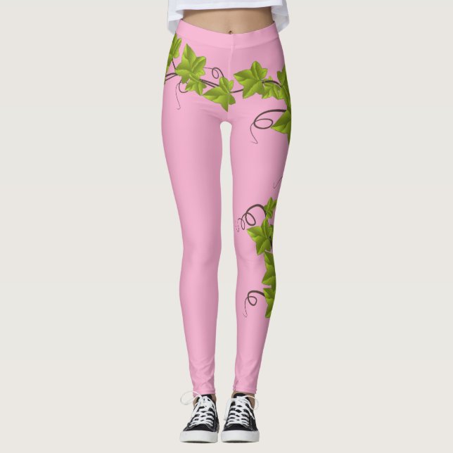 Leggings Green Leaf Cluster Grape Plant (Front)