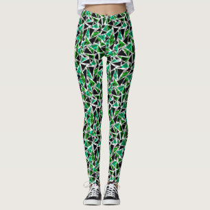 Leggings green, polygonal