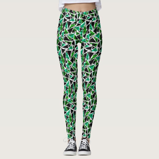 Leggings green, polygonal (Front)
