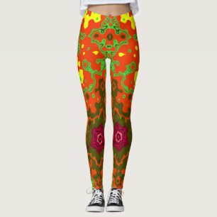 Leggings ~green red pink yellow Christmas