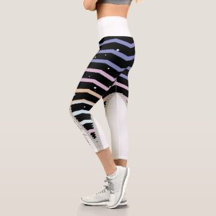 leggings High Waisted Capris negro con zigzag
