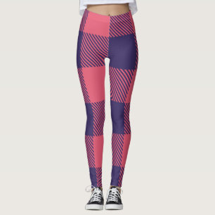 Leggings Hot Pink Magenta Indigo Buffalo Plaid