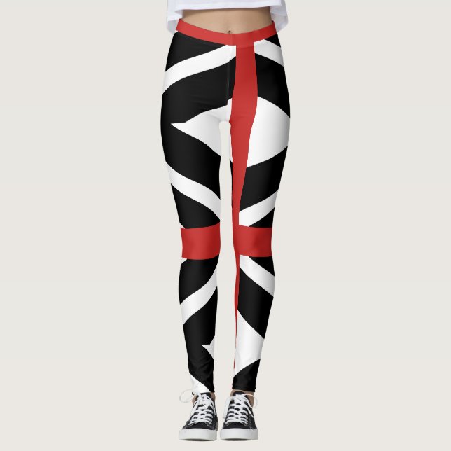 Leggings in black, white and red. (Front)