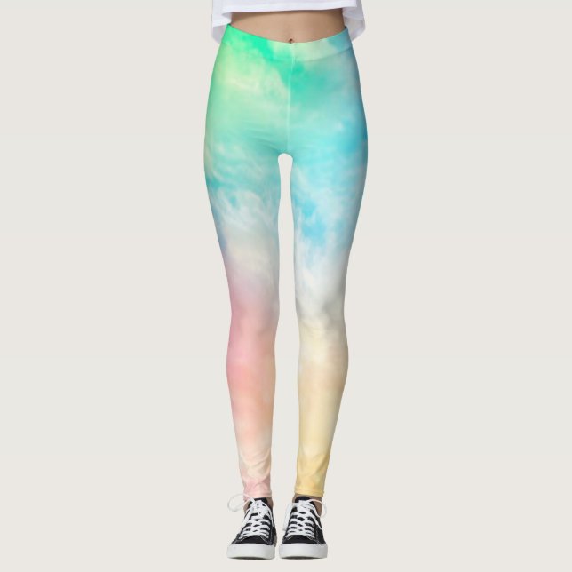 Leggings in multi colours with spandex/polyester. (Front)