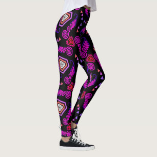 Leggings Jimette black white pink Design red