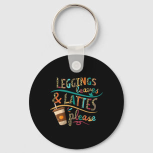 Leggings Leaves And Lattes Please Vintage Pumpkin  Key Ring