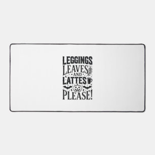 Leggings Leaves Lattes Halloween Fall Coffee Desig Desk Mat