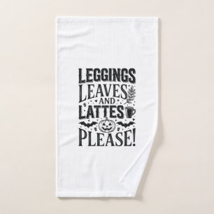 Leggings Leaves Lattes Halloween Fall Coffee Desig Hand Towel