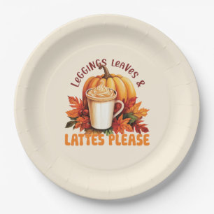 Leggings, Leaves & Lattes Please – Fall Aesthetic Paper Plate