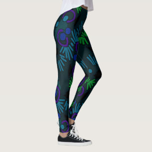 Leggings mauve Jimette blue green Design on black
