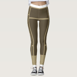 Leggings Mondrian Inspired Brown Beige 3