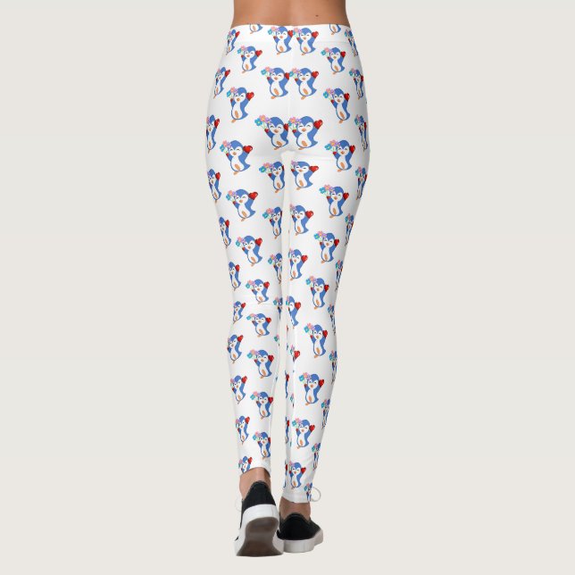 Leggings Penguin Hearts Happy Valentine's Day (Back)