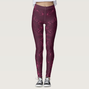 Leggings - Pink and Burgundy swirled pattern