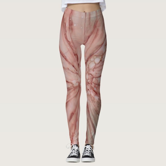 Leggings Pink/Green Ink Design (Front)